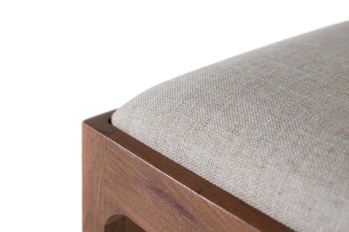 Lot de 2 Chaises en Bois d'Acacia et Tissu Beige - Chaises de Salle à Manger avec Assise en Tissu, Structure en Bois Massif Naturel